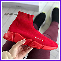 Кроссовки женские Balenciaga Speed Trainer black red / Баленсиага Спид Трейнер красные