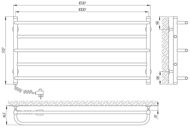 Габаритные размеры Laris Практик П5 1000 х 500 Е