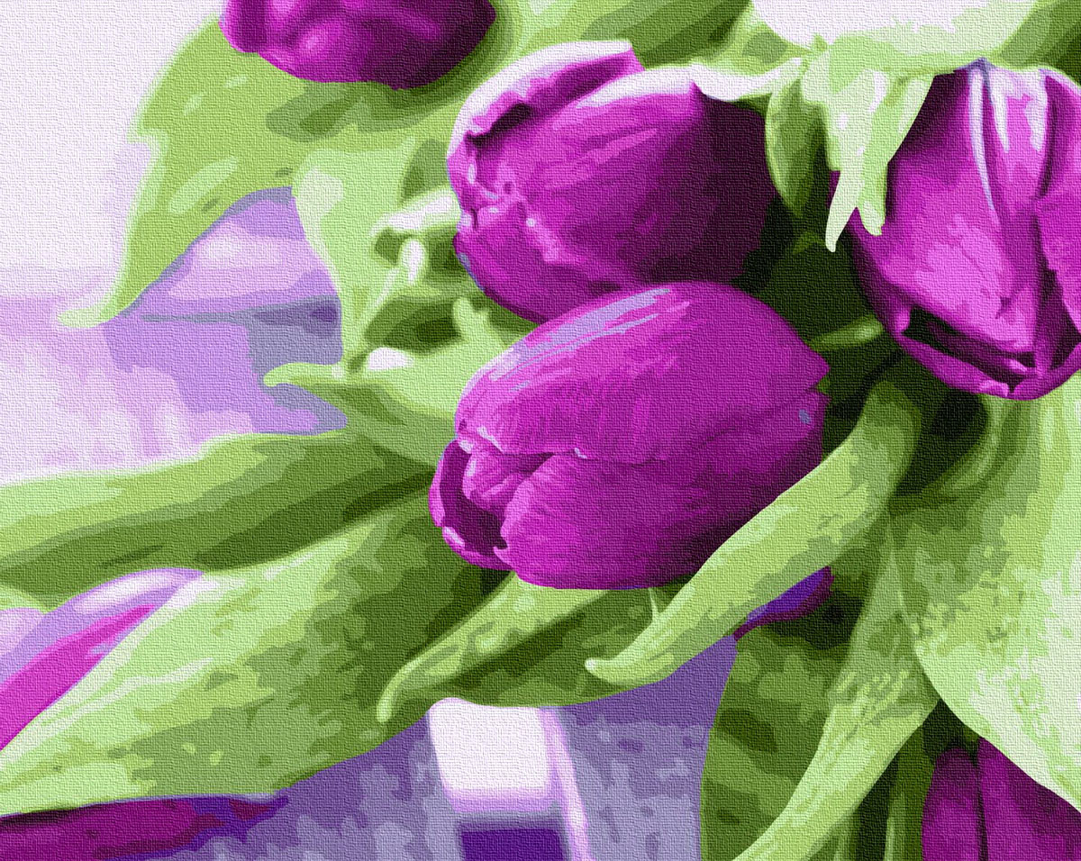 Рукітвор Картина за номерами (BRM21540) Пурпурові тюльпани, 40 х 50 см, Brushme