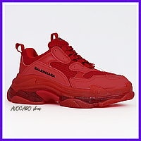 Кроссовки женские Balenciaga Triple-S Clear Sole red / Баленсиага Трипл-с красные