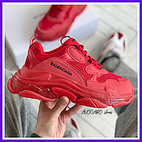 Кроссовки женские Balenciaga Triple-S Clear Sole red / Баленсиага Трипл С красные