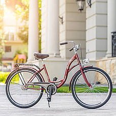 Велосипед жіночий міський VANESSA 26 Red з кошиком, фото 6