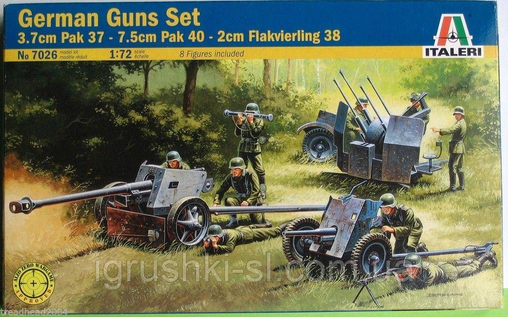 Збірна модель (1:72) Набір німецьких гармат із розрахунками (Три моделі в наборі)