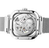 Механічні срібний красивий жіночий годинник стильний наручний з металевим ремінцем, фото 4