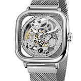 Механічні срібний красивий жіночий годинник стильний наручний з металевим ремінцем, фото 7