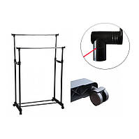 Уцінка! Пересувна вішалка-стійка для одягу Douple-Pole великий вішак з металу на колесах | вешалка-стойка для одежды