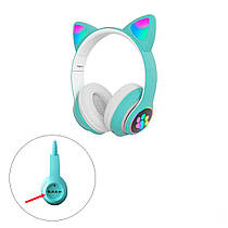 Уцінка! Навушники з котячими вушками безпровідні CAT STN-28 Bluetooth гарнітура з мікрофоном (Бірюзовий)