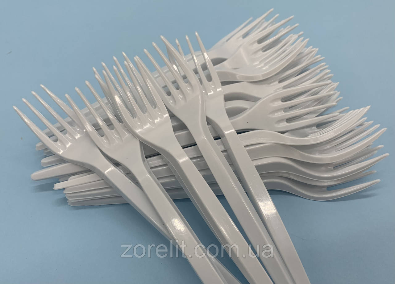 Одноразова пластикова вилка, 100шт/уп, фото 1