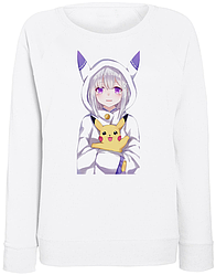 Жіночий Свитшот Emiliya "Re:Zero" Pikachu (білий)