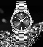 Стильний наручний жіночий механічний годинник із металевим ремінцем із японським механізмом з автопідзаводом, фото 4