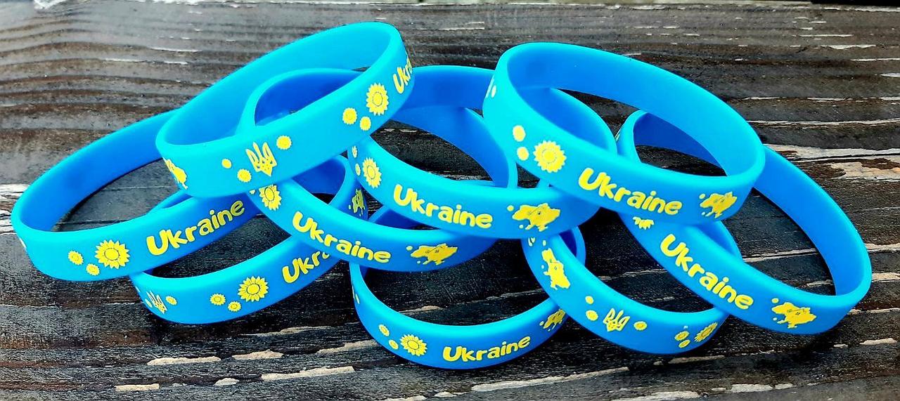 Силіконові браслети на руку з написом Ukraine