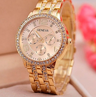 Наручний кварцовий стрілковий годинник жіночий ошатний з металевим ремінцем