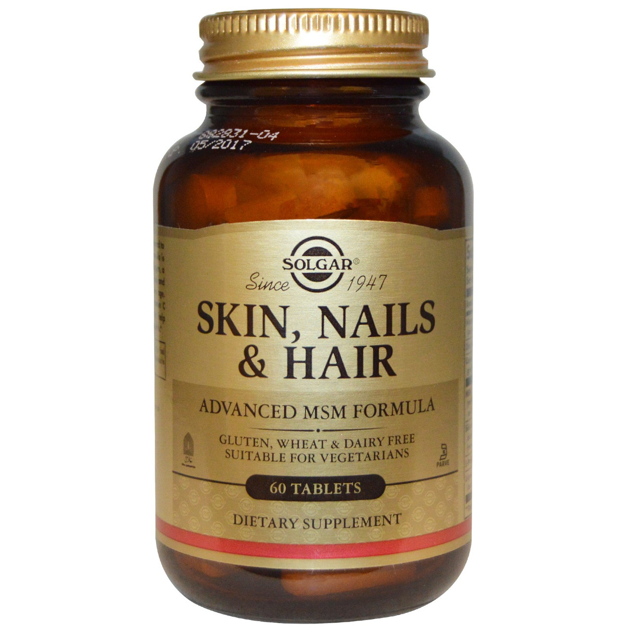 Вітаміни для волосся Solgar, Skin, Nails & Hair, Advanced MSM Formula, 60 таблеток