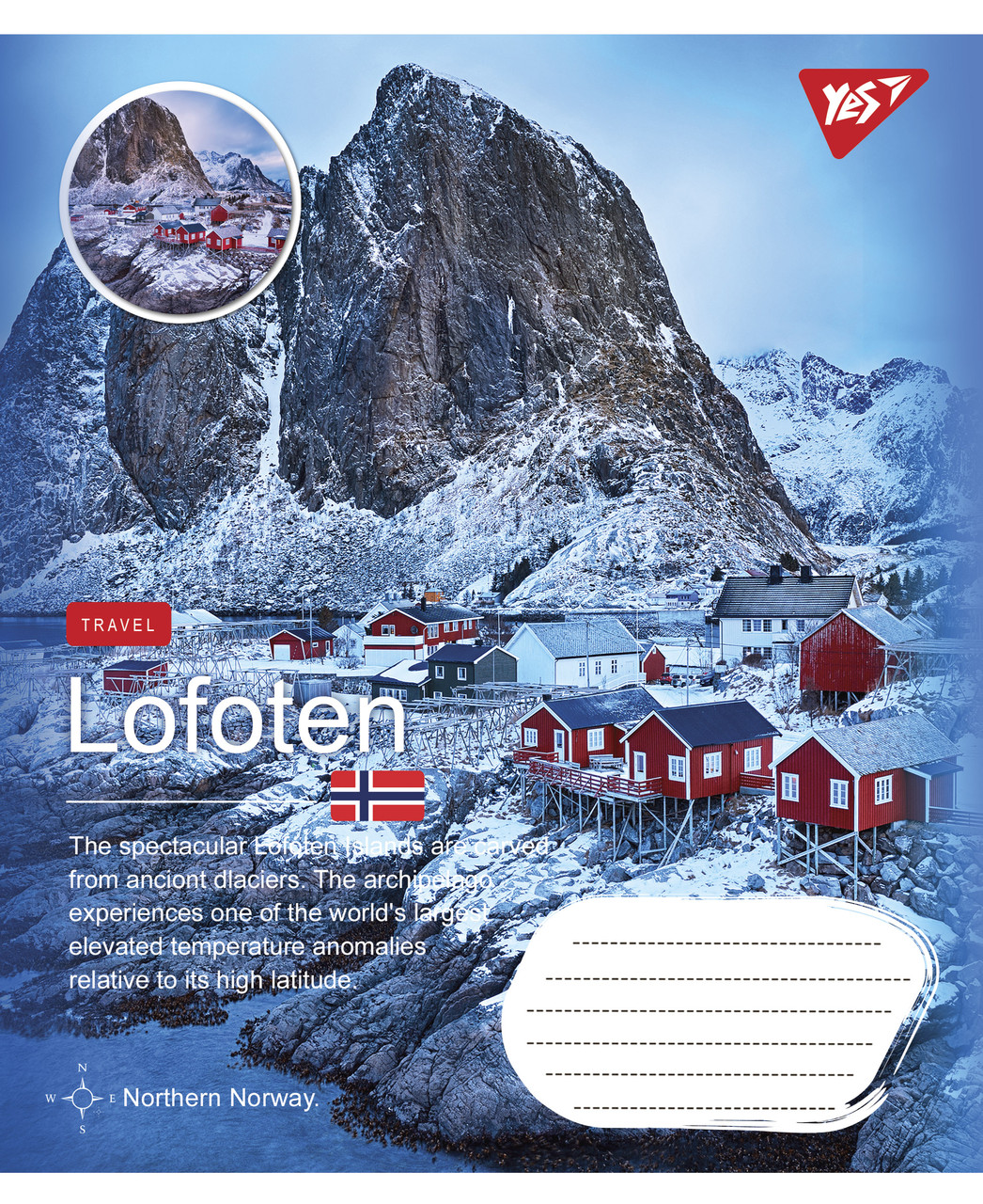 Набір зошитів учнівських А5/48 лін. YES Northern travel (10 штук мікс)