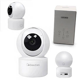 Бездротова поворотна IP камера WiFi Care Cam для відеоспостереження будинку з датчиком руху та нічним баченням