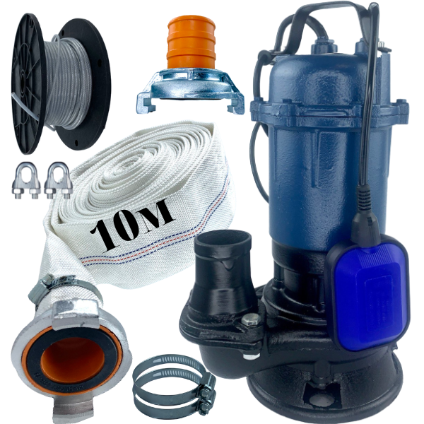 Фекальний насос FORWATER WQD 1.1 Польща з подрібнювачем + ШЛАНГ 10м+ГАЙКА+трос+хомут+затискачі у ПОДАРУНОК