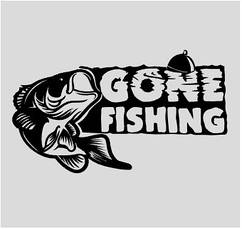 Вінілова наклейка  - Gone Fishing розмір 20 см