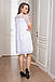 Вільне зручне літнє шифонове двошарове плаття, біле, фото 6