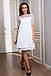 Вільне зручне літнє шифонове двошарове плаття, біле, фото 4