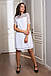 Вільне зручне літнє шифонове двошарове плаття, біле, фото 3
