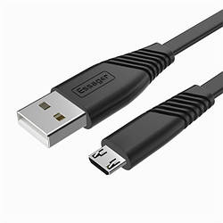 Кабель зарядний Essager USB A to microUSB плоский кабель 2 м Black (EXCM-YXA01)