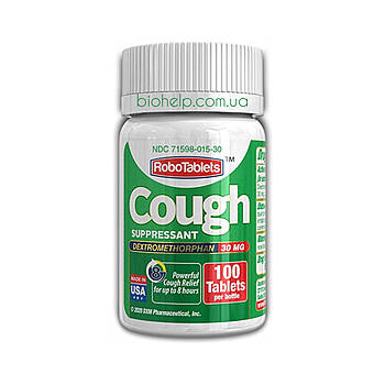 RoboTablets, Dextromethorphan (декстрометорфан) 30 мг 100 таблеток (100 доз) від кашлю, USA BX618