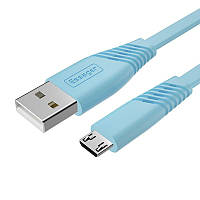 Кабель зарядный Essager USB A to microUSB плоский кабель 2м Blue (EXCM-YXA03)