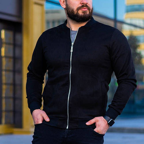 Купить Бомбер мужской на молнии, замшевый демисезонный, повседневный ...