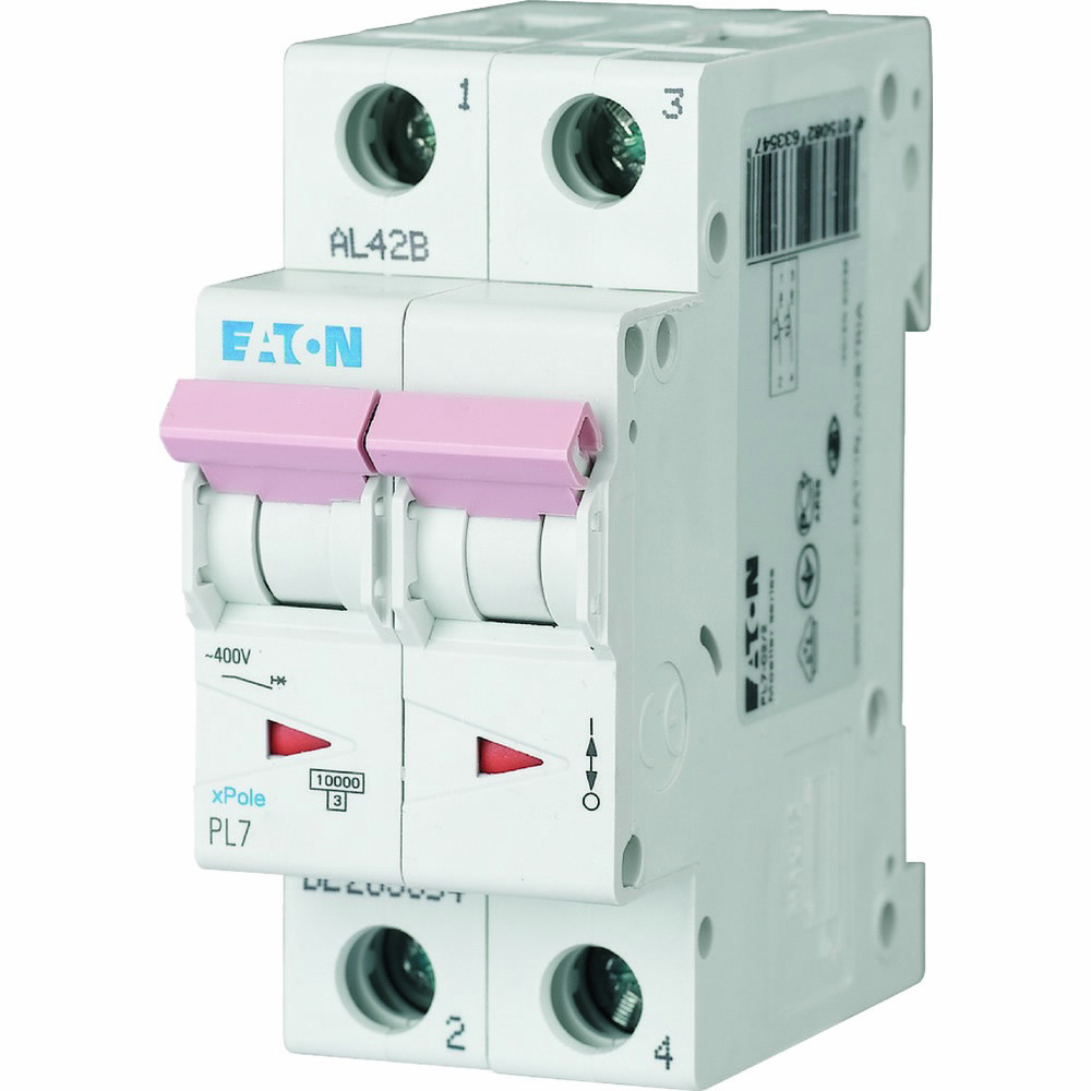 Автоматичний вимикач Eaton PL7-B2/2 2P 2A B 10kA 165083 (Moeller) модульний
