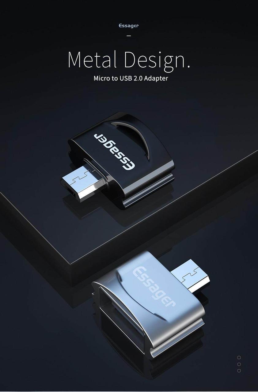 Адаптер Essager Micro USB OTG to USB Silver (ECJOTGM-WJ10) - фото 3 - id-p1651312308