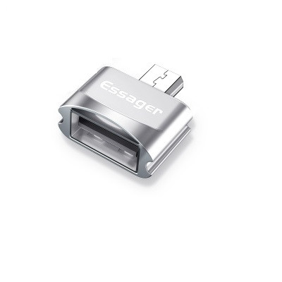 Адаптер Essager Micro USB OTG to USB Silver (ECJOTGM-WJ10) - фото 1 - id-p1651312308