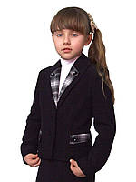 Пиджак школьный для девочки черный с отделкой п-958 рост 122 128 146 152 158 164 170 тм "Попелюшка"