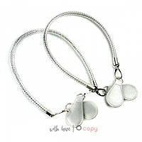 Довгі срібні ручки, на карабіні, 80 см