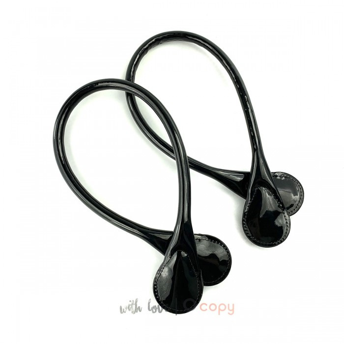 Ручки з ЕКО шкіри 60 см для сумки-конструктор, глянцеві чорні, фото 1