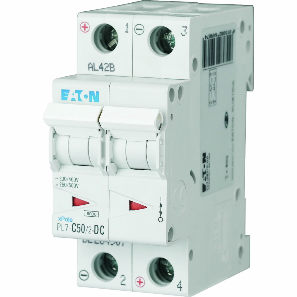 Автоматичний вимикач Eaton PL7-C50/2-DC 2P 50A C 10kA 264907 (Moeller) модульний