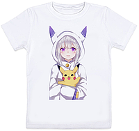 Детская футболка Emiliya "Re:Zero" Pikachu (белая)