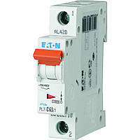 Автоматический выключатель Eaton PL7-C63/1 1P 63A C 10kA 262710 модульный (Moeller)