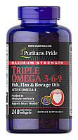 Омега-3-6-9 Puritan's Pride Triple Omega 3-6-9 Fish Flax & Borage Oils 240 капс.