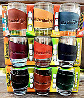 Рюмка в натуральній шкірі з написом Ukraine