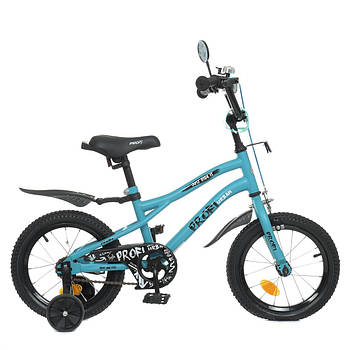 Велосипед для дитини З надувними колесами 14 "дзвінком і ліхтариком Матовий Бірюзовий PROFI Urban Y14253-1