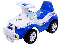 Каталка для мальчиков со звуковым сигналом багажником под сиденьем и большими колесами джипик Синий ORION 105