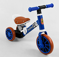 Трехколесный велосипед для мальчика С прочной металлической рамой Экокожа Велобег Синий Best Trike 96021