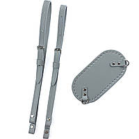 Набір шкіряної фурнітури для рюкзака з дном 20х10, світло-сірий