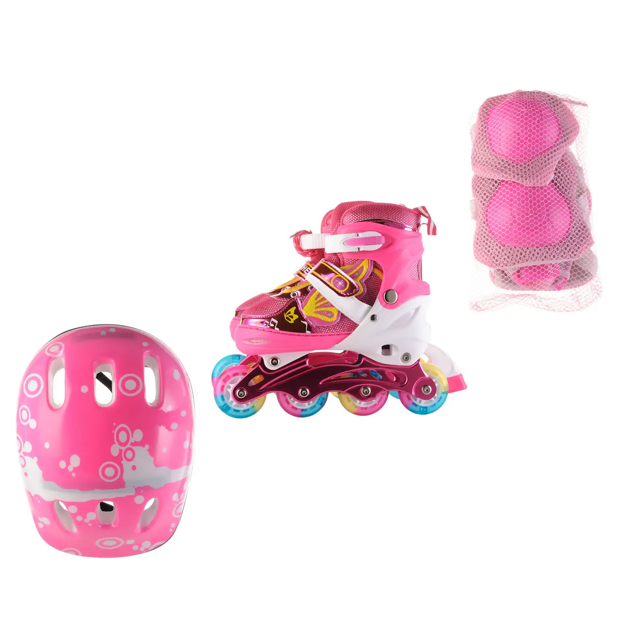 Ролики світні комбо дитячі підліткові комплект із захистом р. 31-34 та р. 35-38