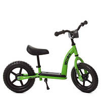 Беговел для девочки и мальчика С EVA колесами 12" подставкой для ног и удобной подножкой Зеленый PROFI KIDS