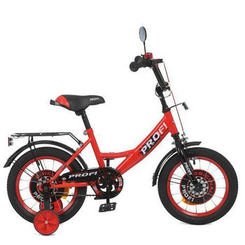 Велосипеди для дітей З дзеркалом колесами 14"+доп Зі сталевою рамою SKD75 Червоно-чорний Original boy PROF1