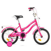 Велосипед для девочки Со звоночком и под колесами С кожаным сиденьем и колесами 14" Малиновый Star PROF1