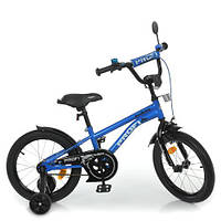 Велосипед для мальчиков С фонариком зеркалом и резиновыми колесами 16" SKD75 Сине-черный Shark PROF1