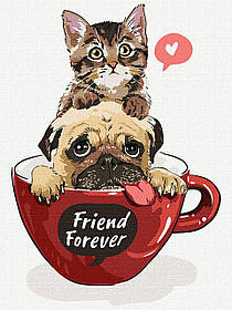 Картина по номерам. Котики "Друзі назавжди" KHO 4284 30*40 см