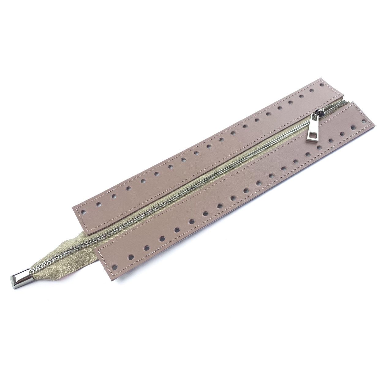 Молния для сумки, 30х8 см, натуральная кожа, кава, фото 1